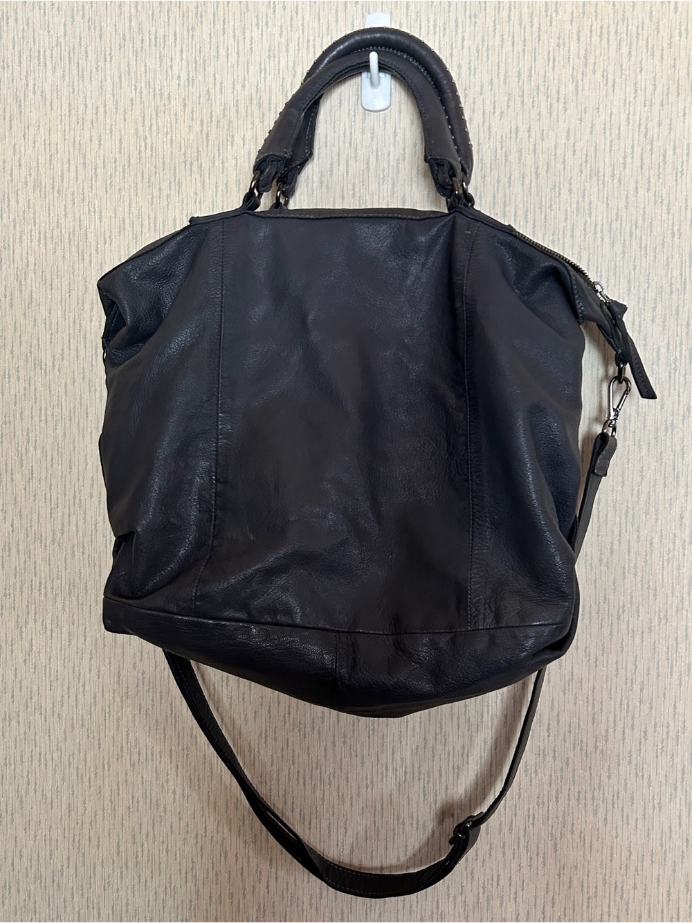 Free People Jackson Distressed Tote Goat Leather Slouchy Shoulder Bag Studded